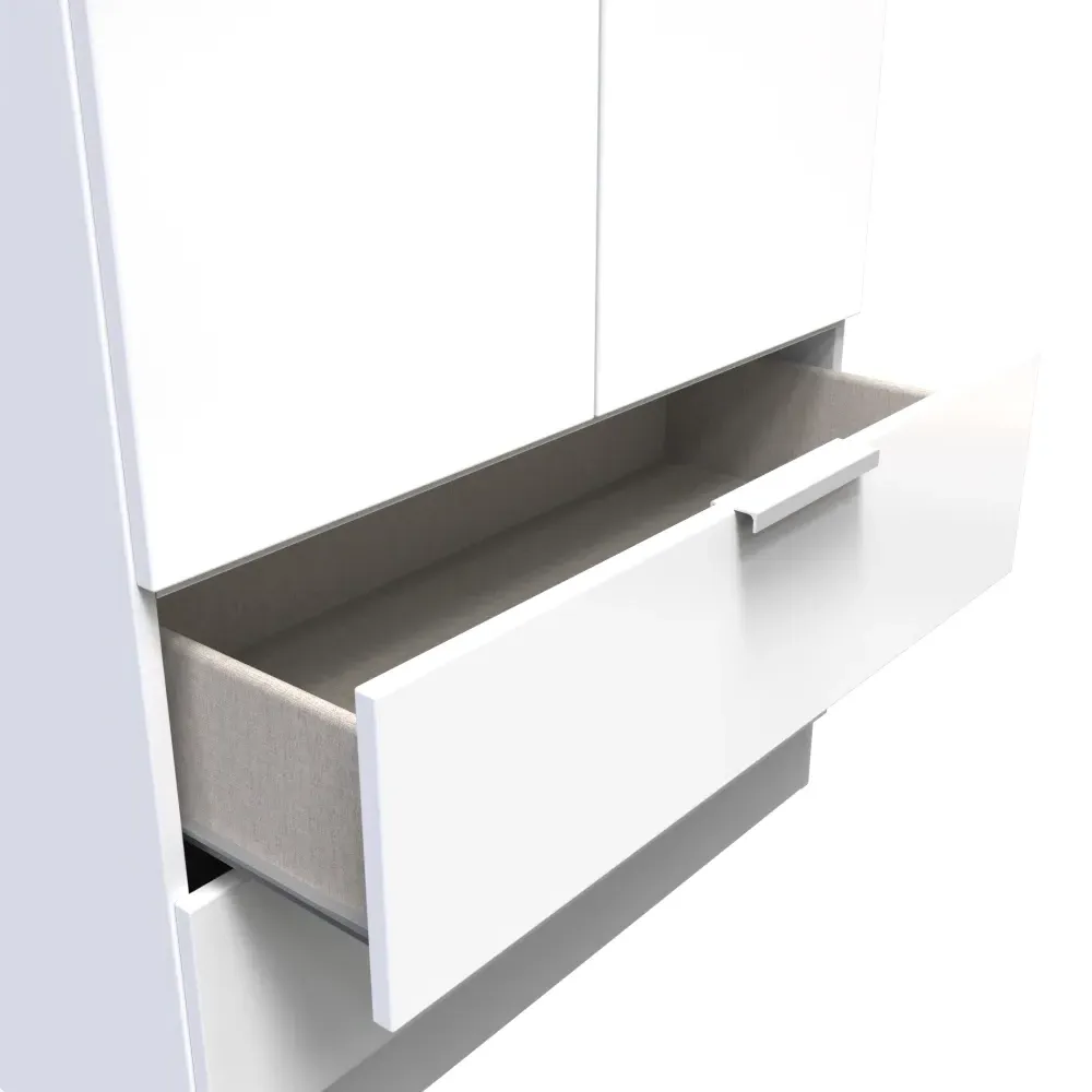 Plymouth 2 Door 2 Drawer Tall Wardrobe - White Gloss