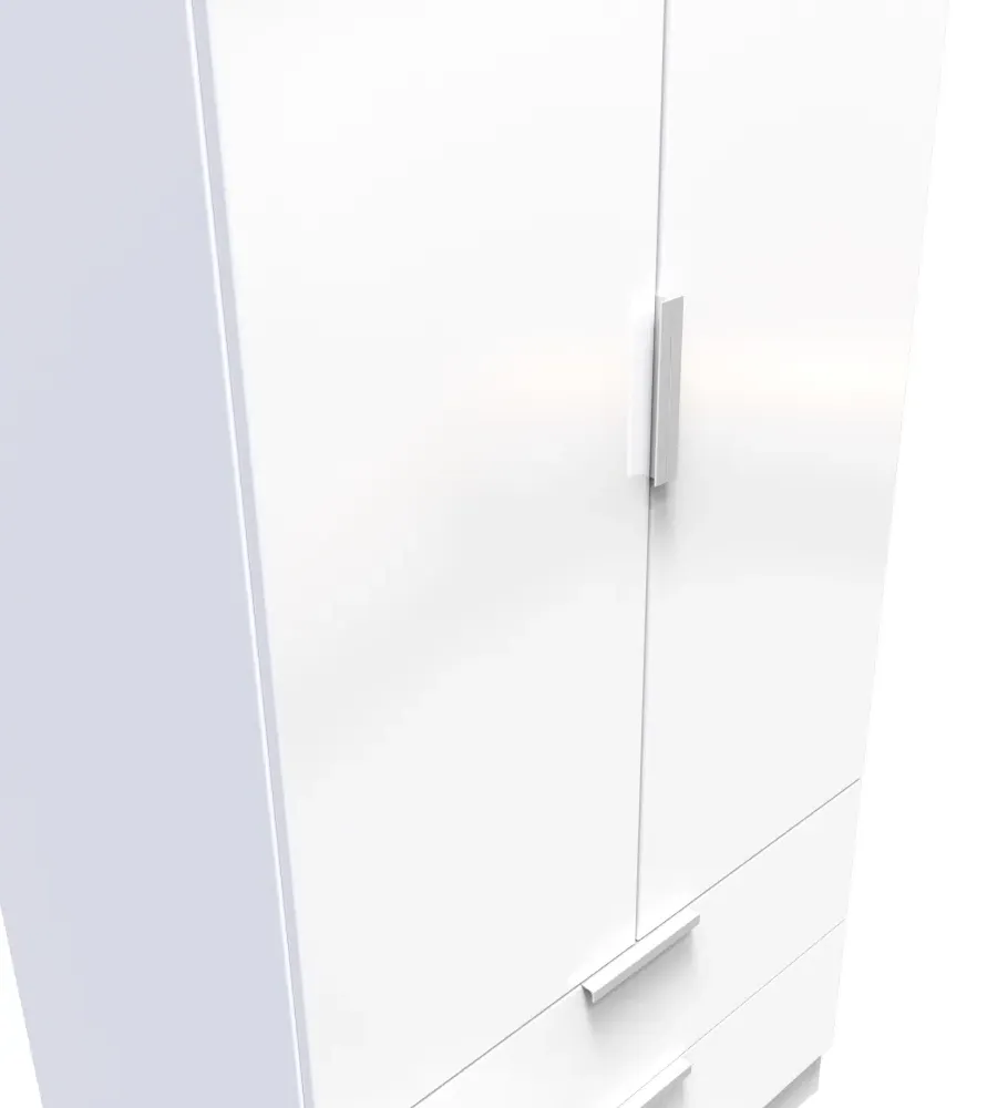 Plymouth 2 Door 2 Drawer Tall Wardrobe - White Gloss