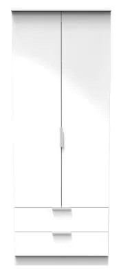 Plymouth 2 Door 2 Drawer Tall Wardrobe - White Gloss image