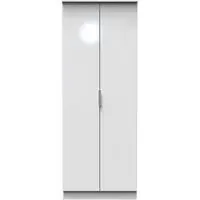 Plymouth 2 Door Tall Wardrobe - White Gloss
