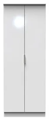 Plymouth 2 Door Tall Wardrobe - White Gloss image