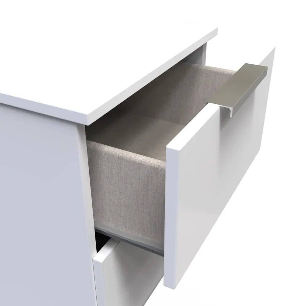 Plymouth 2 Drawer Bedside Cabinet - White Gloss