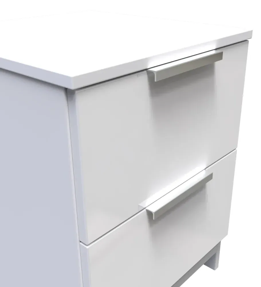 Plymouth 2 Drawer Bedside Cabinet - White Gloss
