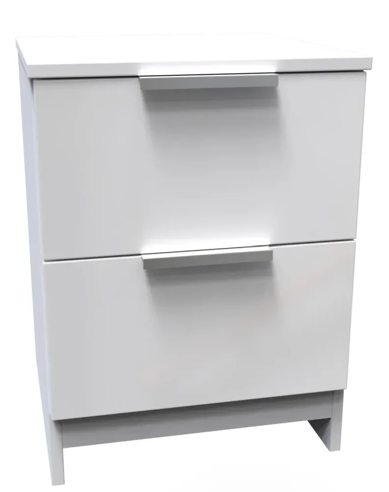 Plymouth 2 Drawer Bedside Cabinet - White Gloss