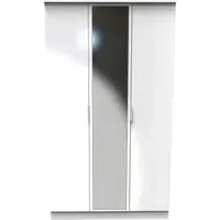 Plymouth 3 Door Tall Triple Wardrobe with Mirror - White