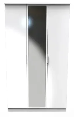 Plymouth 3 Door Tall Triple Wardrobe with Mirror - White image