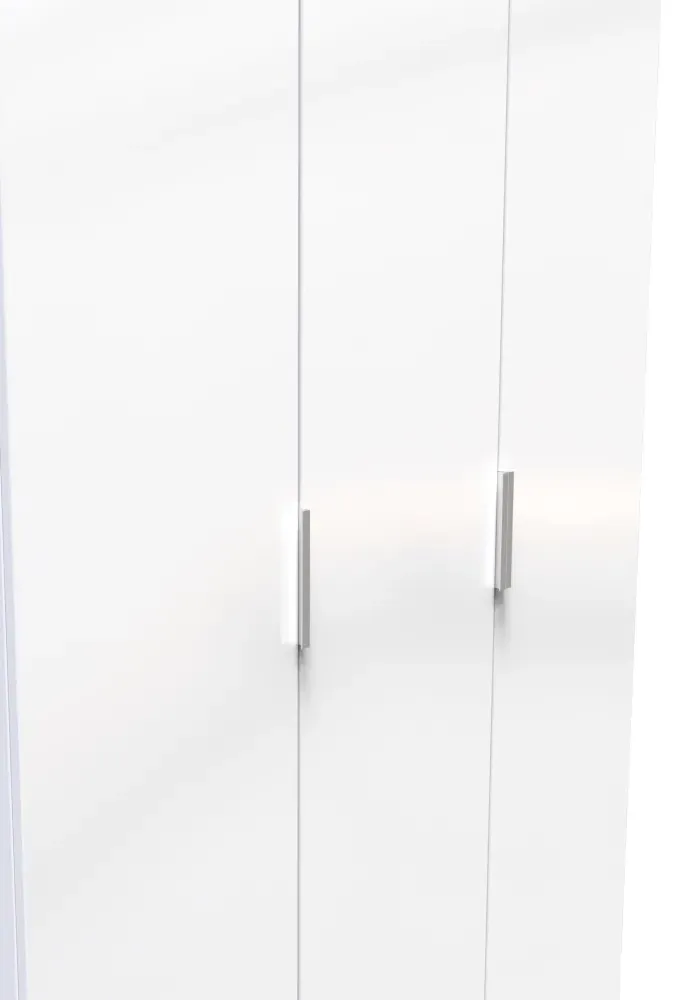Plymouth 3 Door Tall Wardrobe - White Gloss