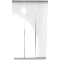 Plymouth 3 Door Tall Wardrobe - White Gloss