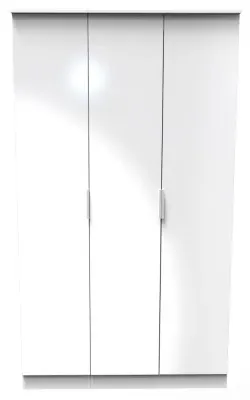 Plymouth 3 Door Tall Wardrobe - White Gloss image
