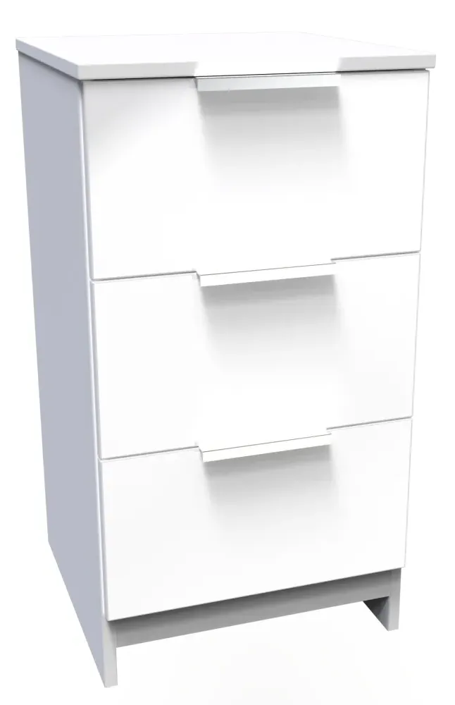 Plymouth 3 Drawer Bedside Cabinet - White Gloss