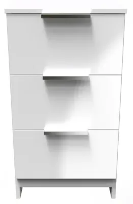 Plymouth 3 Drawer Bedside Cabinet - White Gloss image