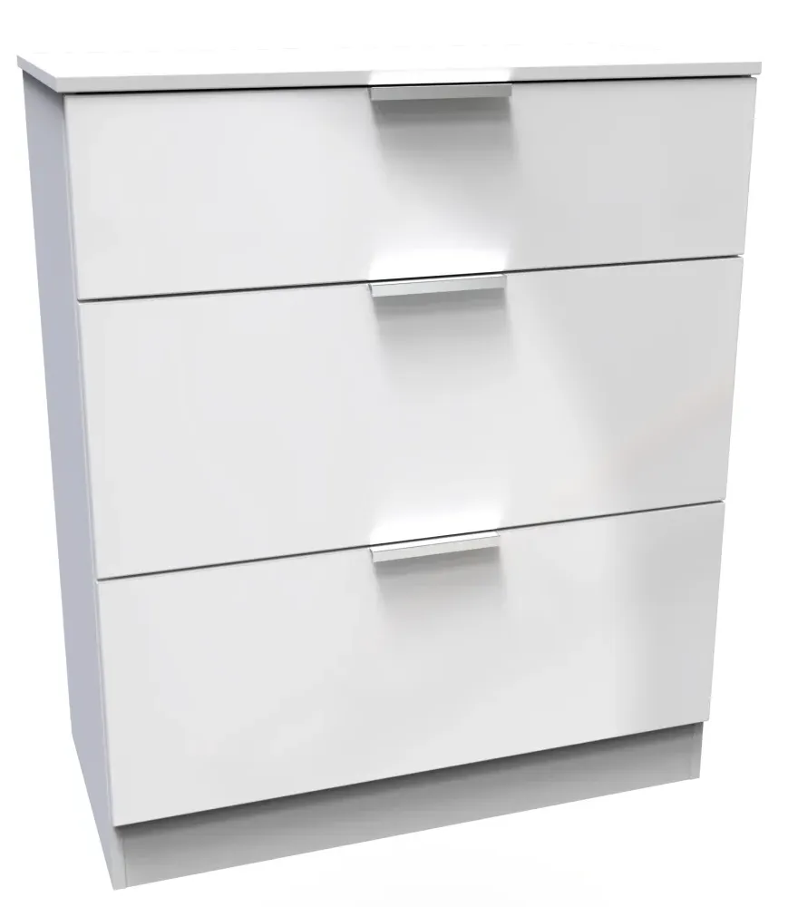 Plymouth 3 Drawer Deep Chest - White Gloss