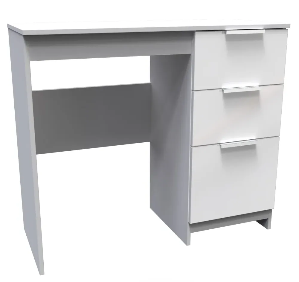 Plymouth 3 Drawer Single Dressing Table - White Gloss