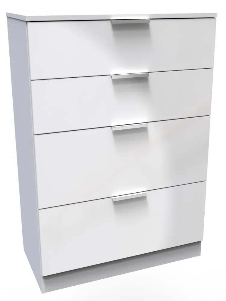 Plymouth 4 Drawer Deep Chest - White, Gloss