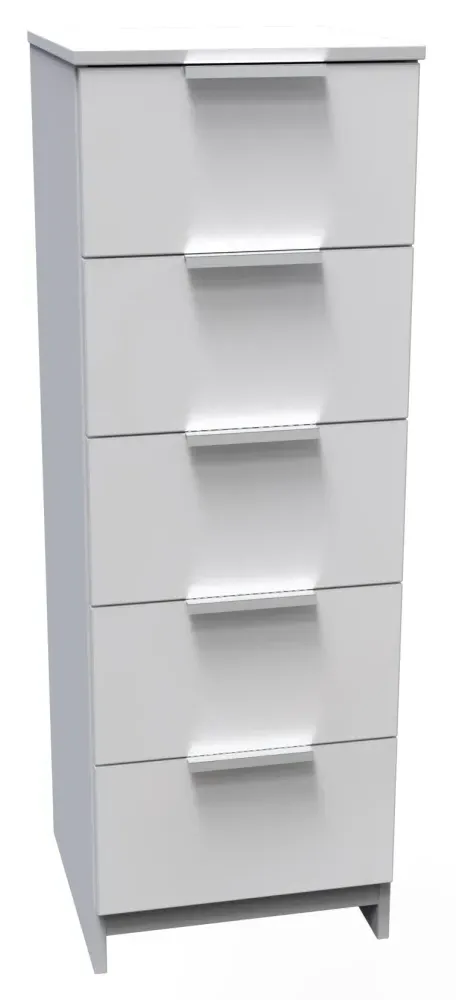 Plymouth 5 Drawer Narrow Chest - White Gloss