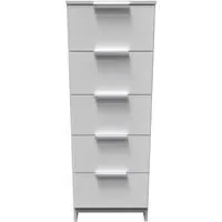Plymouth 5 Drawer Narrow Chest - White Gloss