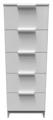 Plymouth 5 Drawer Narrow Chest - White Gloss image