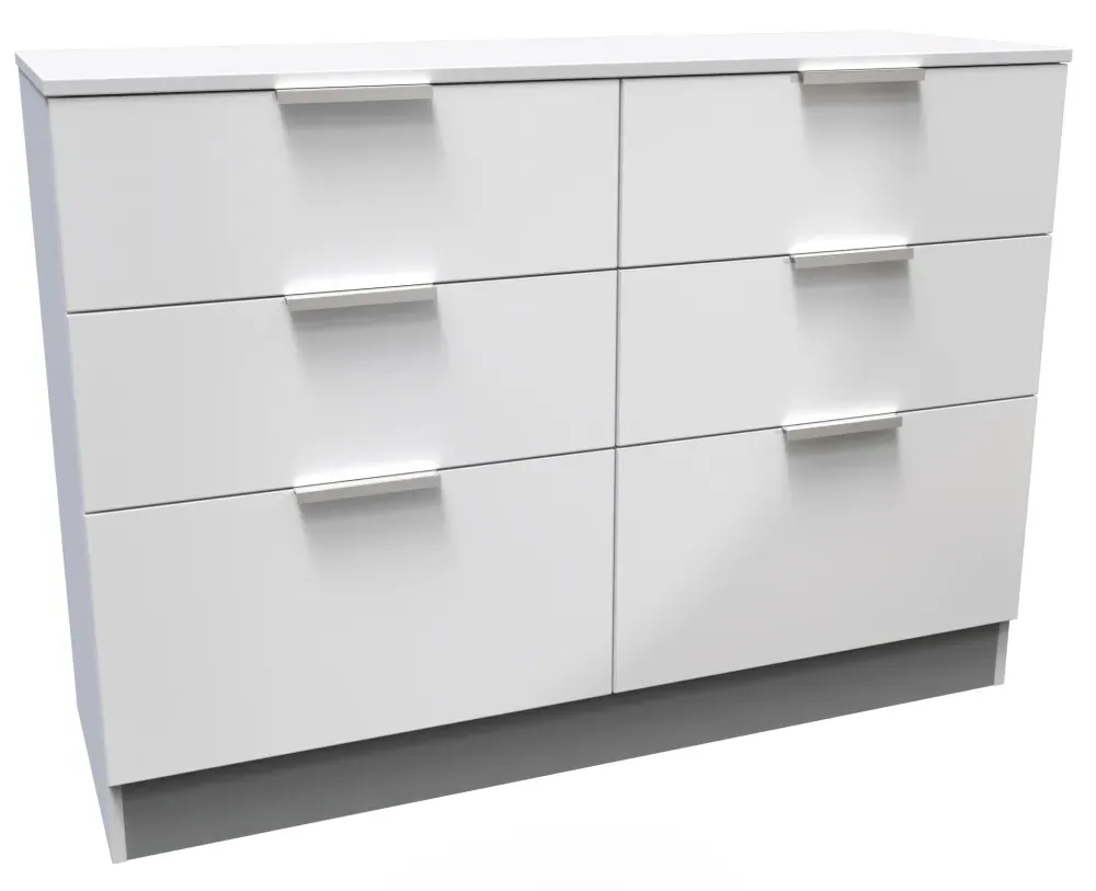 Plymouth 6 Drawer Midi Chest - White Gloss