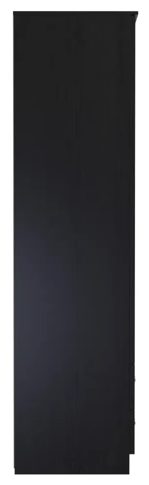 Rattan 2 Door 2 Drawer Tall Wardrobe - Black Ash