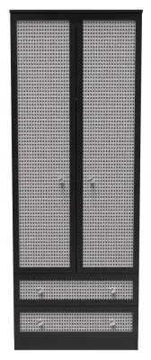 Rattan 2 Door 2 Drawer Tall Wardrobe - Black Ash image