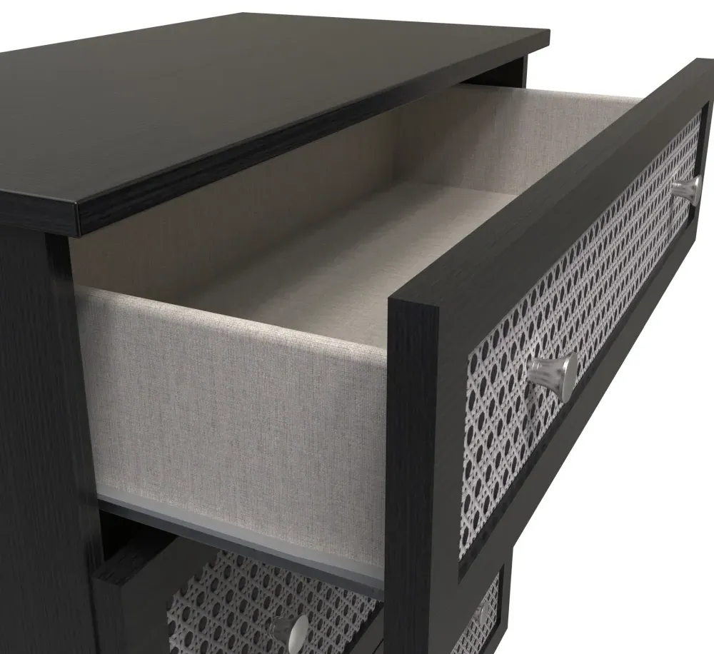 Rattan 3 Drawer Deep Chest - Black Ash