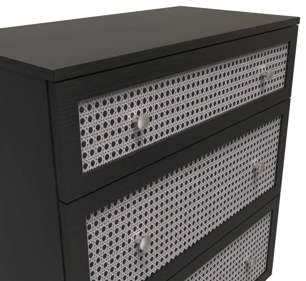 Rattan 3 Drawer Deep Chest - Black Ash