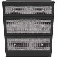 Rattan 3 Drawer Deep Chest - Black Ash