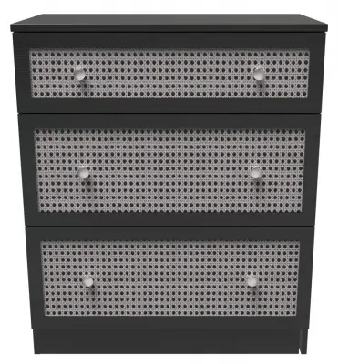 Rattan 3 Drawer Deep Chest - Black Ash