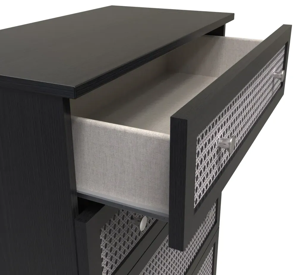 Rattan 4 Drawer Deep Chest - Black Ash