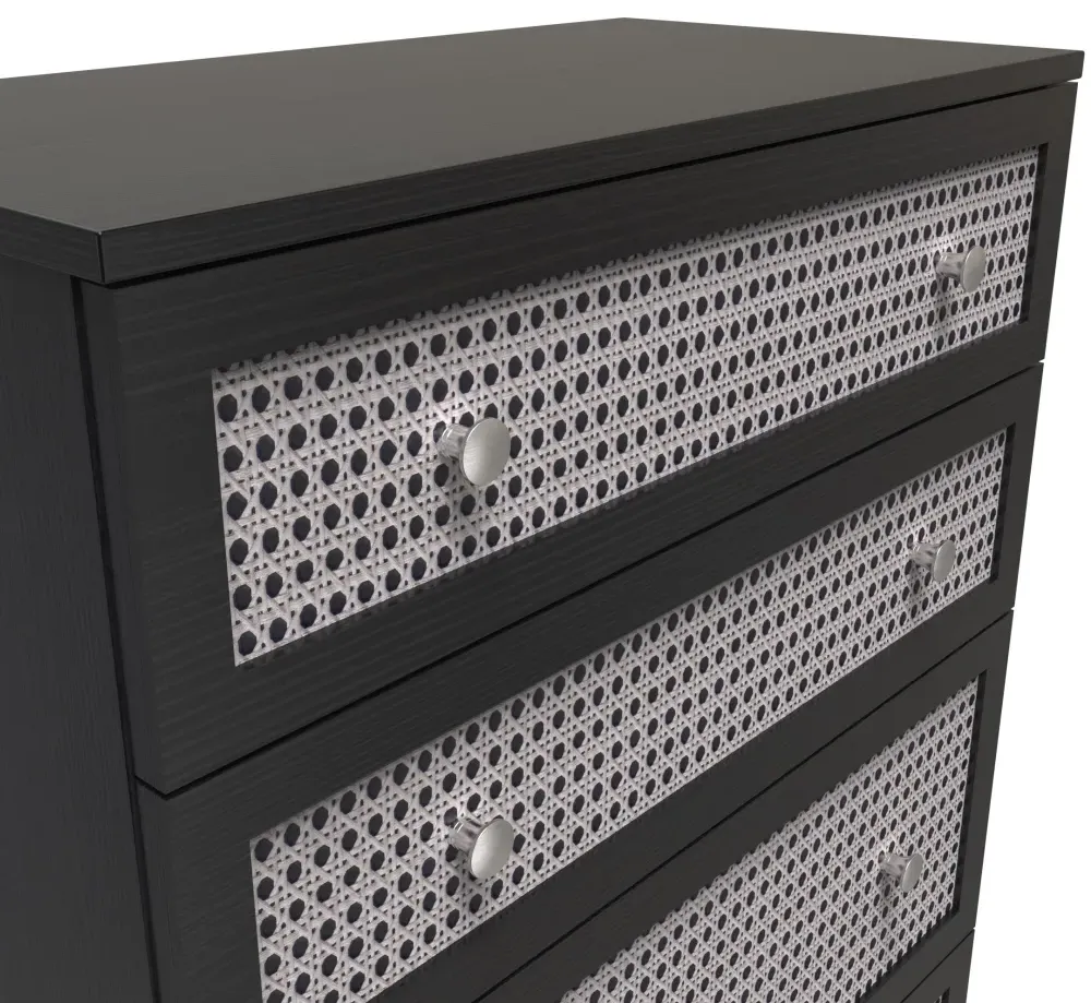 Rattan 4 Drawer Deep Chest - Black Ash