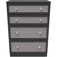 Rattan 4 Drawer Deep Chest - Black Ash