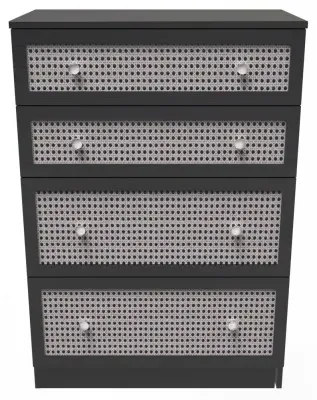 Rattan 4 Drawer Deep Chest - Black Ash image