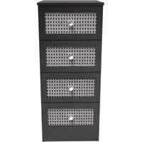 Rattan 4 Drawer Narrow Chest - Black Ash