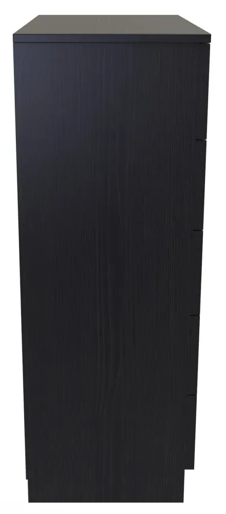 Rattan 5 Drawer Chest - Black Ash