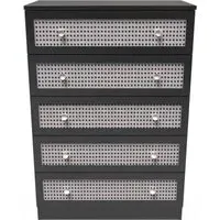 Rattan 5 Drawer Chest - Black Ash