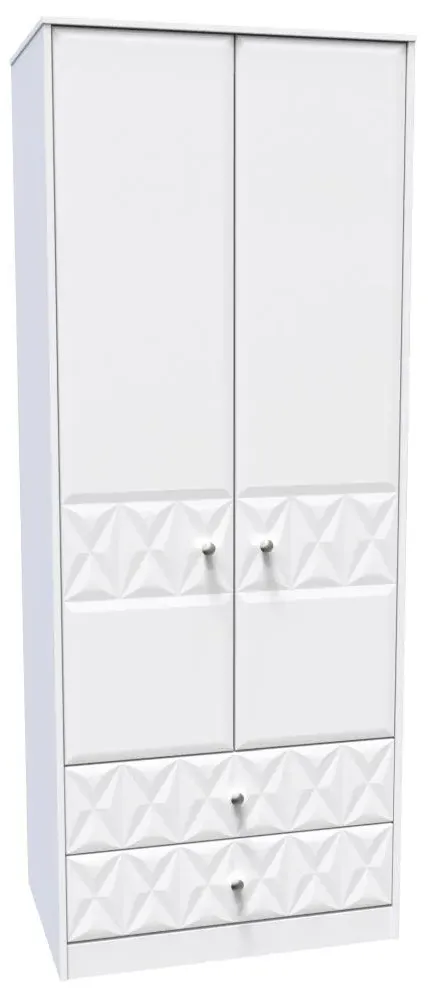 San Jose 2 Door 2 Drawer Tall Wardrobe - White, MDF