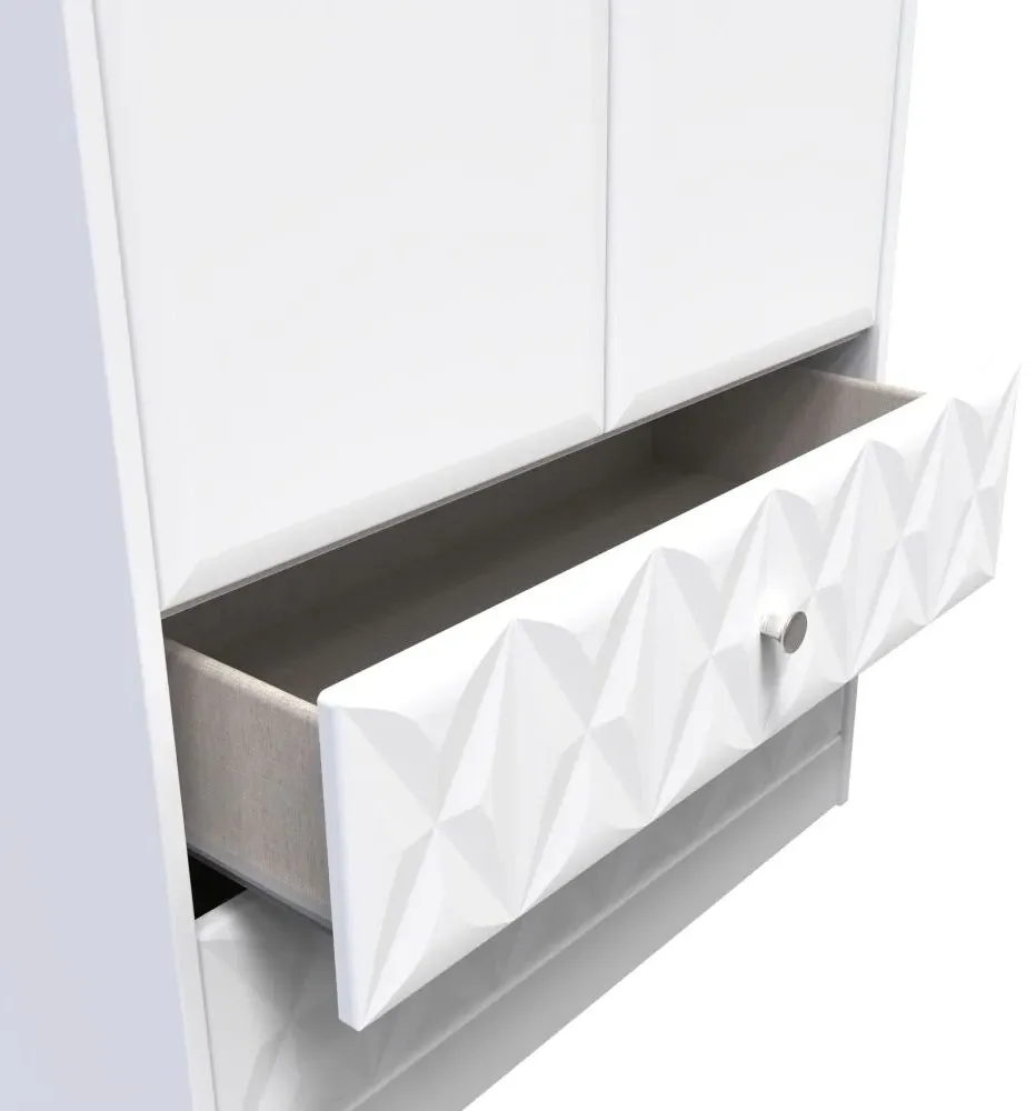 San Jose 2 Door 2 Drawer Tall Wardrobe - White, MDF