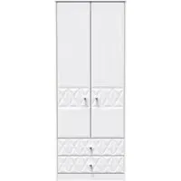 San Jose 2 Door 2 Drawer Tall Wardrobe - White, MDF
