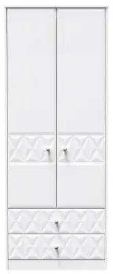 San Jose 2 Door 2 Drawer Tall Wardrobe - White, MDF