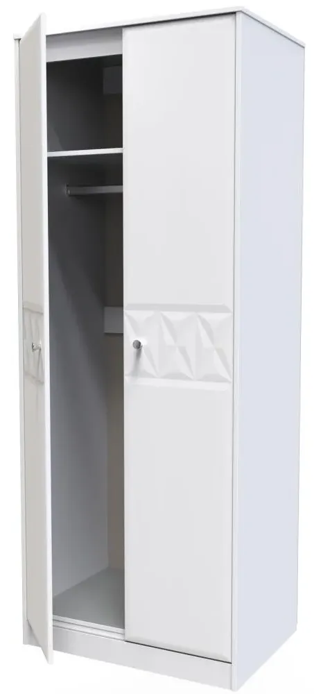 San Jose 2 Door Tall Wardrobe - White, MDF