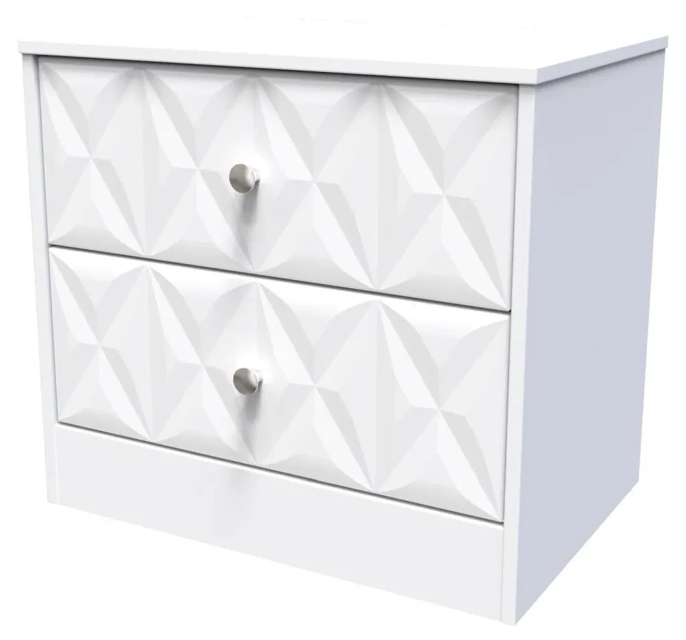 San Jose 2 Drawer Bedside Cabinet - White, MDF
