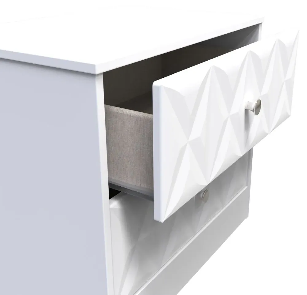 San Jose 2 Drawer Bedside Cabinet - White, MDF