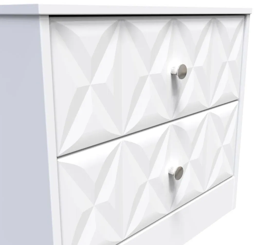 San Jose 2 Drawer Bedside Cabinet - White, MDF