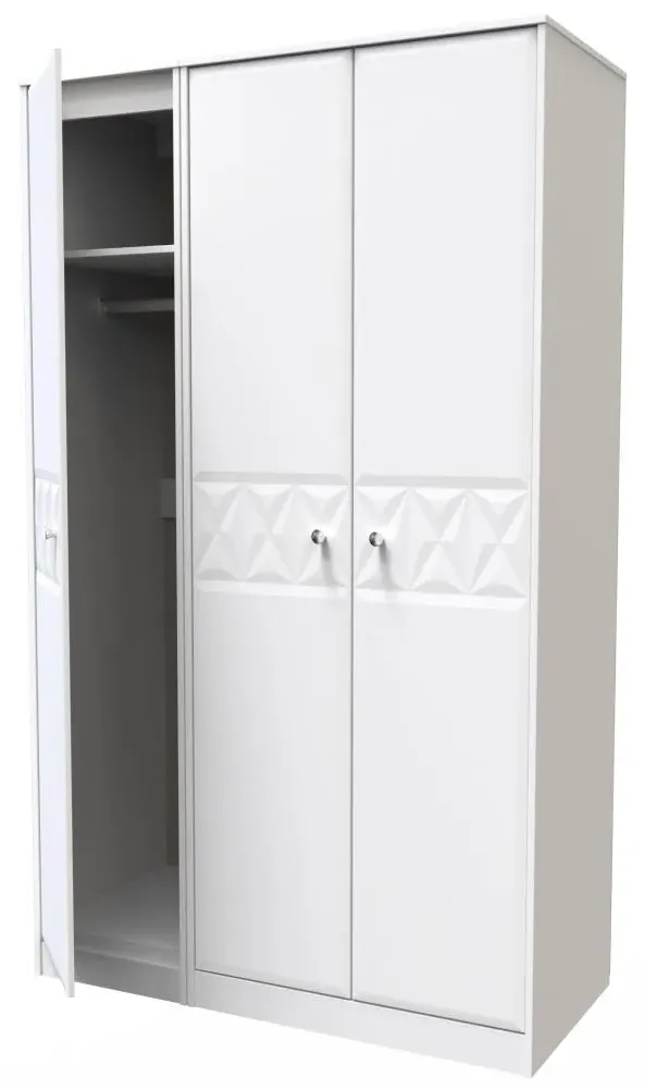 San Jose 3 Door Tall Wardrobe - White, MDF