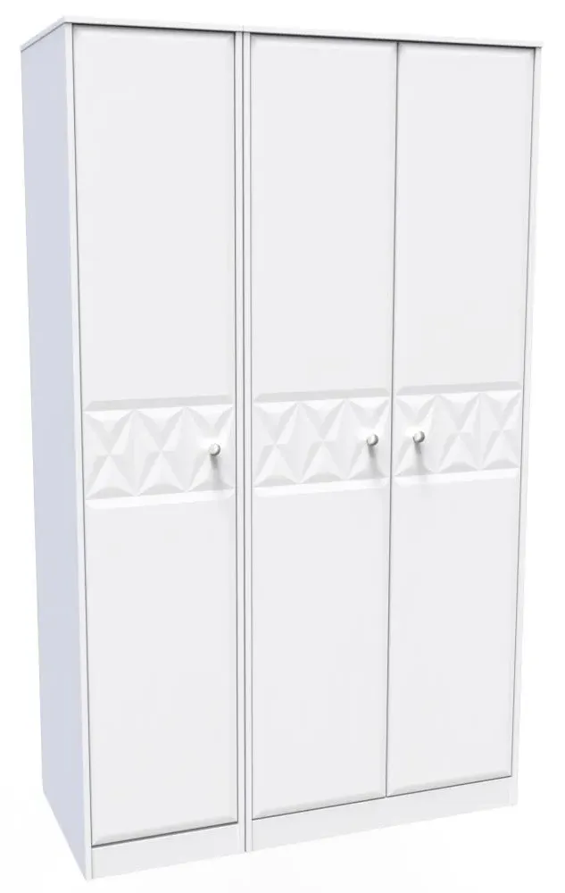 San Jose 3 Door Tall Wardrobe - White, MDF