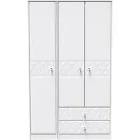 San Jose 3 Door Triple Wardrobe with 2 Drawers - White, MDF