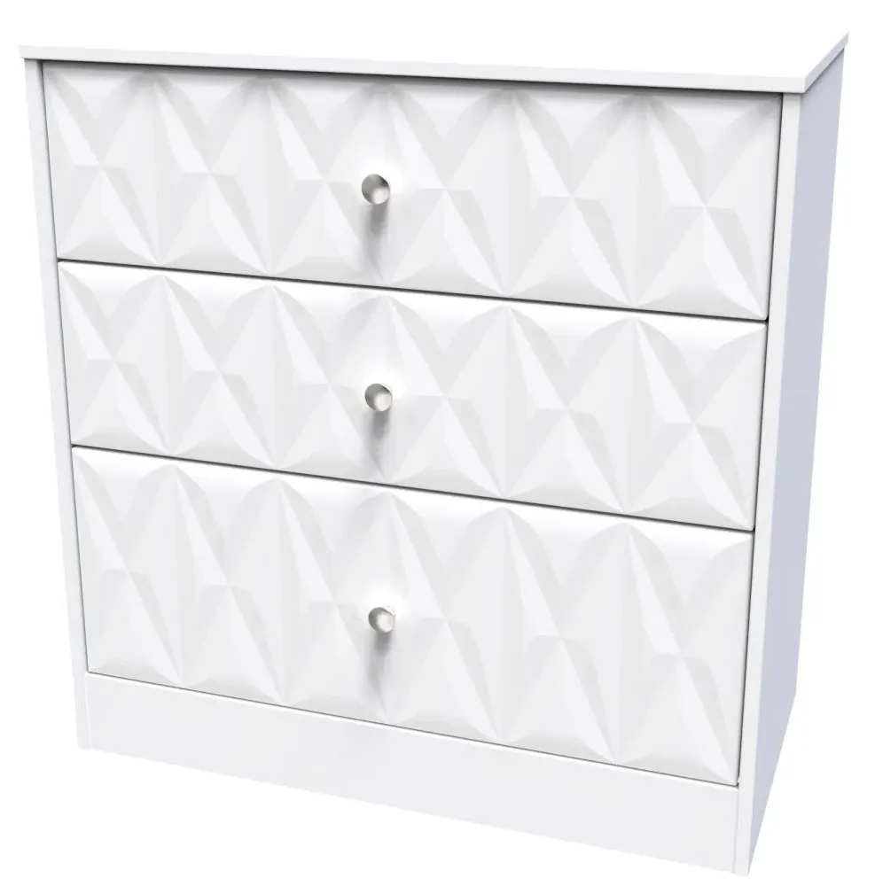 San Jose 3 Drawer Deep Chest - White, MDF