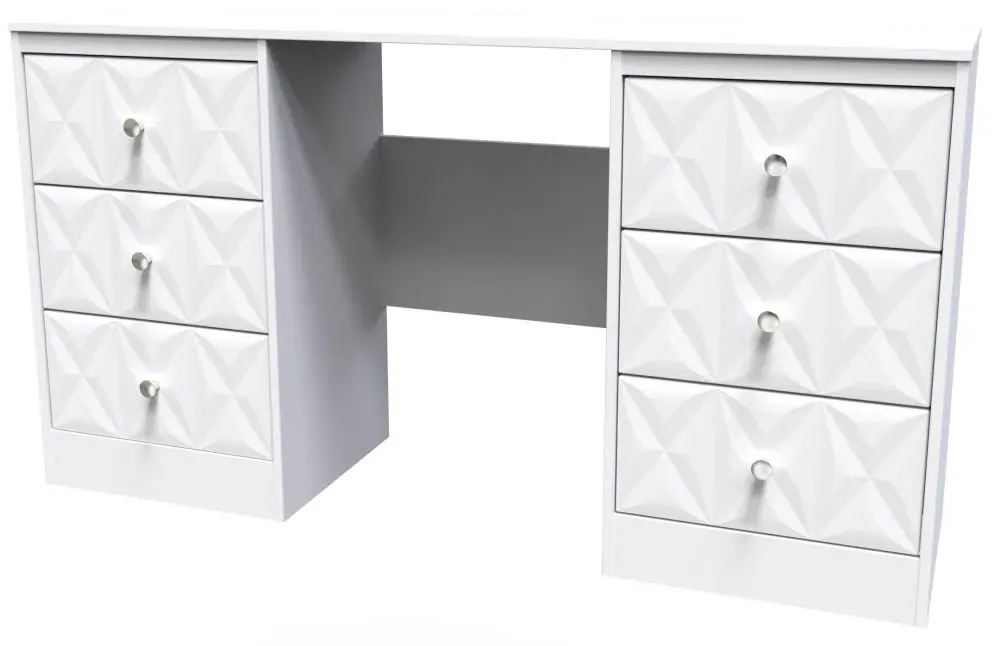 San Jose 6 Drawer Double Dressing Table - White, MDF