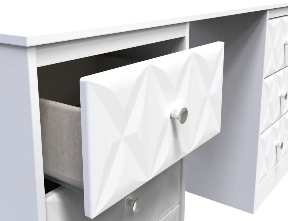 San Jose 6 Drawer Double Dressing Table - White, MDF