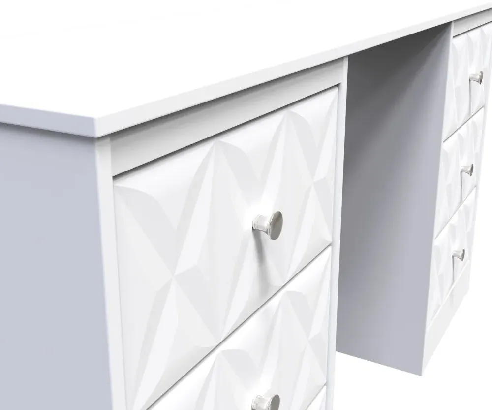 San Jose 6 Drawer Double Dressing Table - White, MDF